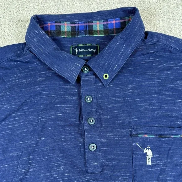 William Murray Men's Large Blue Performance Front Pocket Golf Polo Shirt - Picture 1 of 4